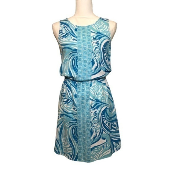 LILLY PULITZER Windward Dress Resort White Blue Sea Ruffles Mini Beach Summer - Picture 4 of 10